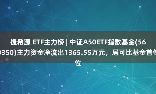 捷希源 ETF主力榜 | 中证A50ETF指数基金(560350)主力资金净流出1365.55万元，居可比基金首位
