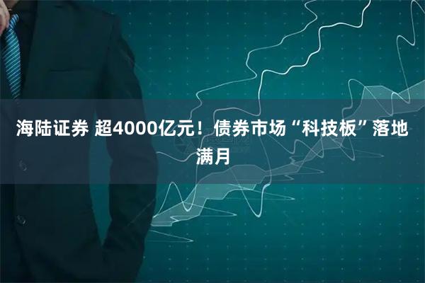 海陆证券 超4000亿元！债券市场“科技板”落地满月