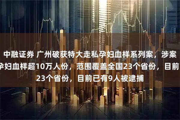中融证券 广州破获特大走私孕妇血样系列案，涉案团伙走私出境孕妇血样超10万人份，范围覆盖全国23个省份，目前已有9人被逮捕