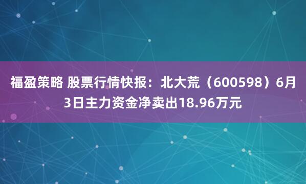 福盈策略 股票行情快报：北大荒（600598）6月3日主力资金净卖出18.96万元
